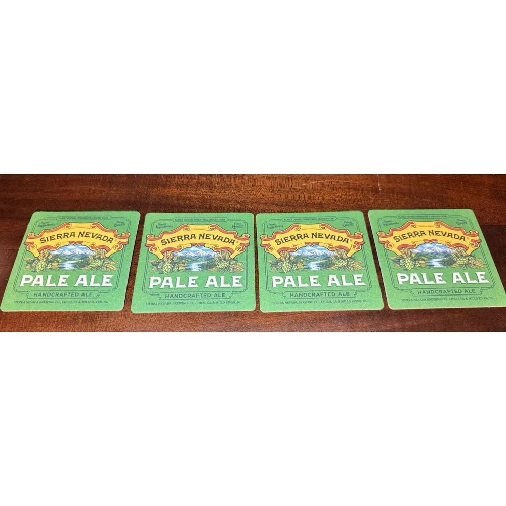Sierra Nevada Pale Ale Beer Coasters – Double-Sided (Front & Back), Western Nort
